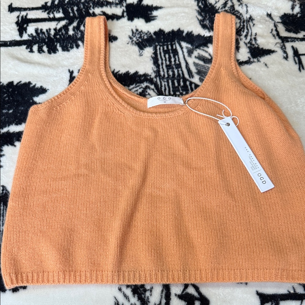 OGD CASHMERE Peach Knit Tank Top